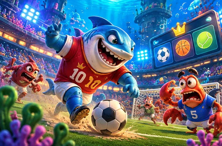 Spinbob sportsbook illustration with a shark footballer
